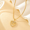 Jewelry Stainless Steel Peach Heart Butterfly Necklace With Mixed Gemstone Inlay Geometric Pattern Electroplating