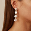 Jewelry Stainless Steel Pearl Button Pendant Earrings Retro Light Luxury Geometric Electroplating