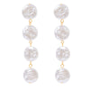 Jewelry Stainless Steel Pearl Button Pendant Earrings Retro Light Luxury Geometric Electroplating