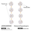 Jewelry Stainless Steel Pearl Button Pendant Earrings Retro Light Luxury Geometric Electroplating
