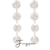 Jewelry Stainless Steel Pearl Button Pendant Earrings Retro Light Luxury Geometric Electroplating