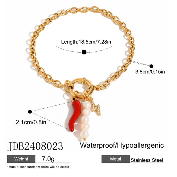 Jewelry Stainless Steel Pearl Geometric Electroplated Women's Bracelet