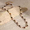 Jewelry Stainless Steel Pearl Tiger Eye Stone Geometric Ball Chain Necklace With Electroplating