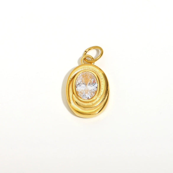 Jewelry Stainless Steel Plated 18K Gold Geometric Square Oval Zircon Pendant Bracelet Necklace Accessories