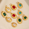 Jewelry Stainless Steel Plated 18K Gold Geometric Square Oval Zircon Pendant Bracelet Necklace Accessories