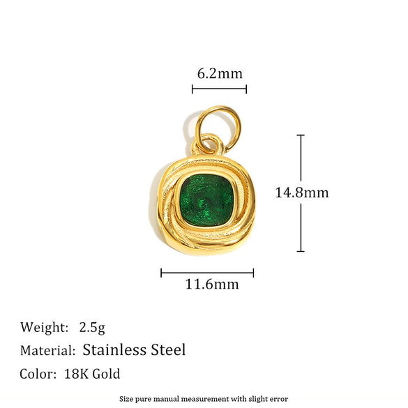 Jewelry Stainless Steel Plated 18K Gold Geometric Square Oval Zircon Pendant Bracelet Necklace Accessories