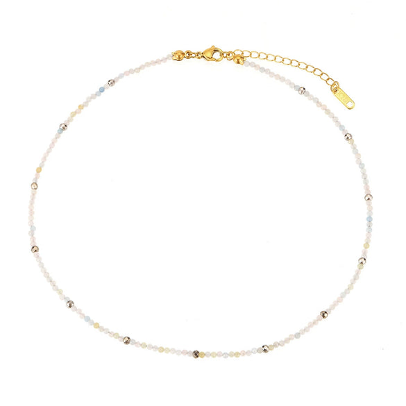 Jewelry Stainless Steel Plated 18K Gold Natural Stone Geometric Style Clavicle Chain Necklace