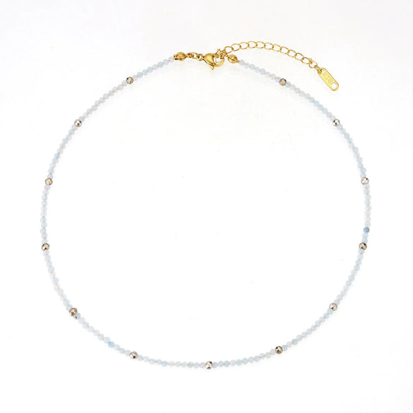 Jewelry Stainless Steel Plated 18K Gold Natural Stone Geometric Style Clavicle Chain Necklace