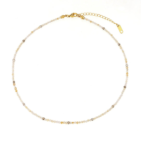 Jewelry Stainless Steel Plated 18K Gold Natural Stone Geometric Style Clavicle Chain Necklace