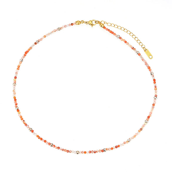 Jewelry Stainless Steel Plated 18K Gold Natural Stone Geometric Style Clavicle Chain Necklace
