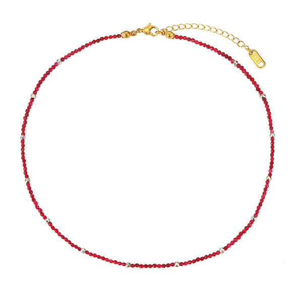 Jewelry Stainless Steel Plated 18K Gold Natural Stone Geometric Style Clavicle Chain Necklace