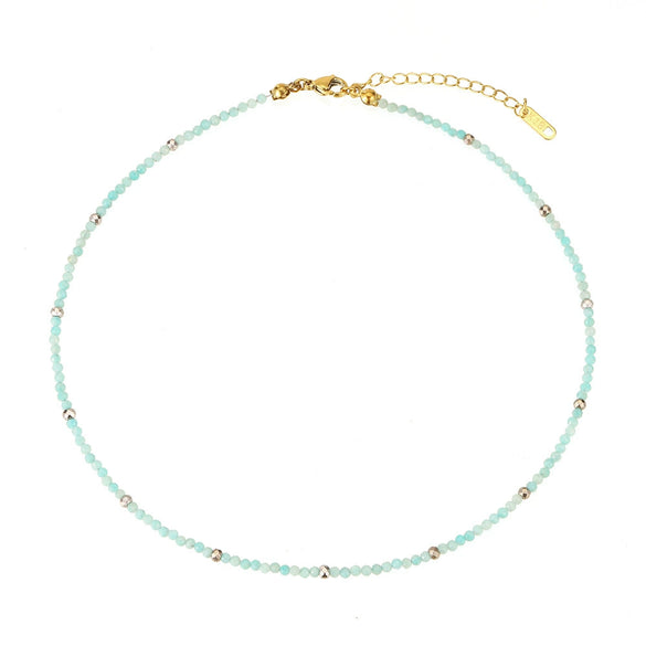 Jewelry Stainless Steel Plated 18K Gold Natural Stone Geometric Style Clavicle Chain Necklace