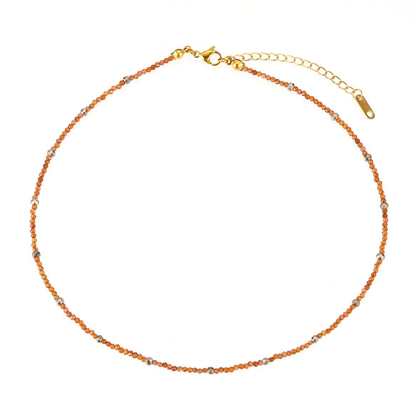 Jewelry Stainless Steel Plated 18K Gold Natural Stone Geometric Style Clavicle Chain Necklace