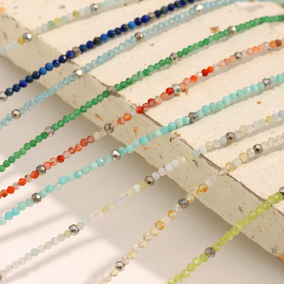 Jewelry Stainless Steel Plated 18K Gold Natural Stone Geometric Style Clavicle Chain Necklace