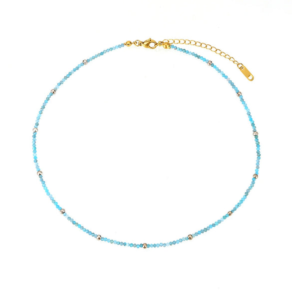 Jewelry Stainless Steel Plated 18K Gold Natural Stone Geometric Style Clavicle Chain Necklace