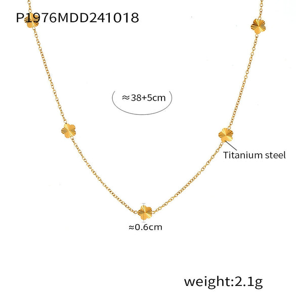 Jewelry 316L Stainless Steel Pvd Electroplated Women's Doublelayer Stacked Clavicle Necklace And Bracelet