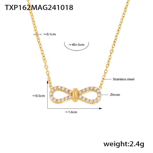 Jewelry 316L Stainless Steel Pvd Electroplated Women's Doublelayer Stacked Clavicle Necklace And Bracelet