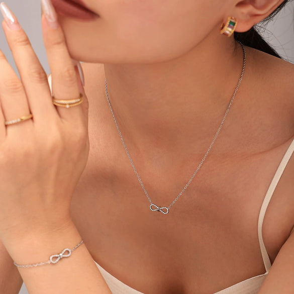 Jewelry 316L Stainless Steel Pvd Electroplated Women's Doublelayer Stacked Clavicle Necklace And Bracelet