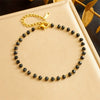 Jewelry Stainless Steel Resin Black Bead Chain Necklace Bracelet Retro Bohemian Style Electroplating For Women