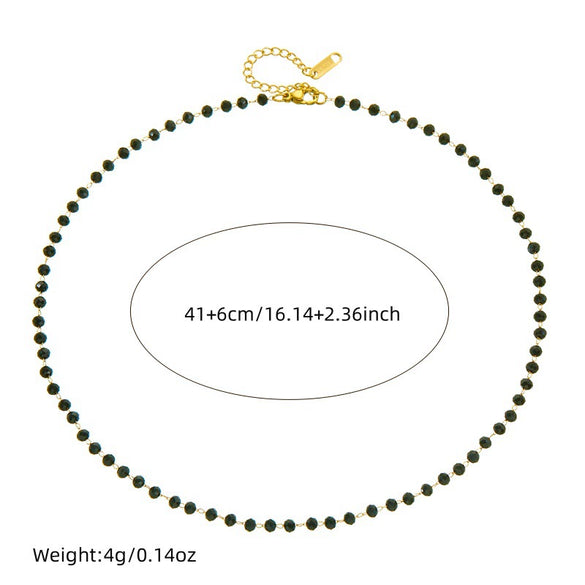 Jewelry Stainless Steel Resin Black Bead Chain Necklace Bracelet Retro Bohemian Style Electroplating For Women