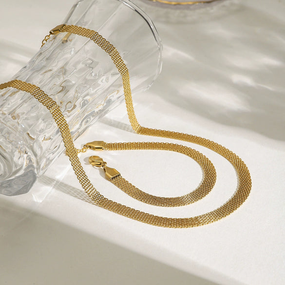 Jewelry Stainless Steel Rough Mesh Chain Electroplated Women's Bracelet Necklace