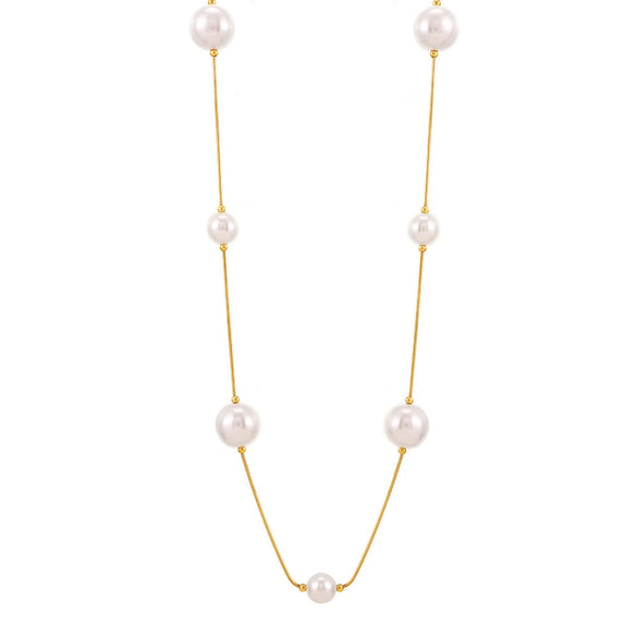 Jewelry Stainless Steel Shell Beads Light Luxury Geometric Pvd Electroplated Sweater Chain For Women