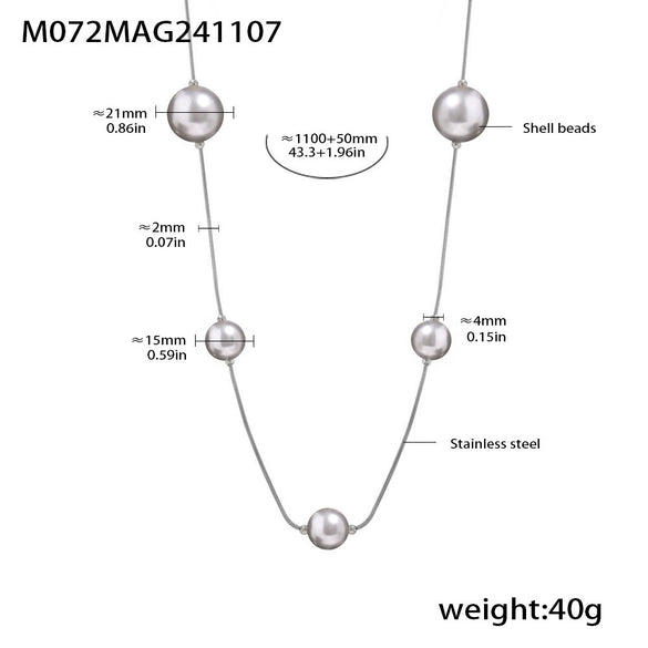 Jewelry 316L Stainless Steel Shell Beads Light Luxury Geometric Sweater Chain Pvd Electroplated