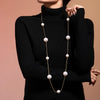Jewelry 316L Stainless Steel Shell Beads Light Luxury Geometric Sweater Chain Pvd Electroplated