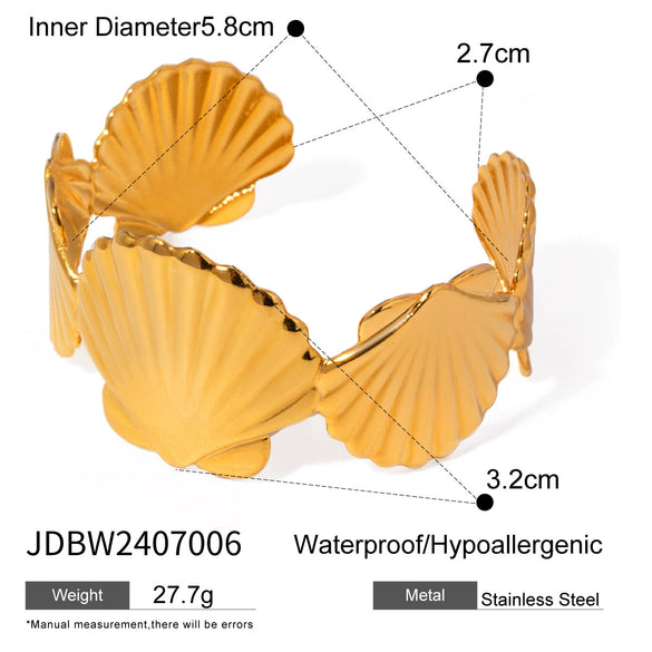 Jewelry Stainless Steel Shell Bracelet 18K Gold Electroplated Highend Ins Open Nonfading Personality Natural Style
