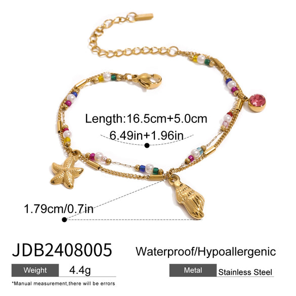 Jewelry Stainless Steel Small Fish Pearl Natural Stone Geometric Electroplating Personality Bracelet For Women