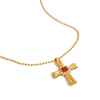 Jewelry Stainless Steel Snake Bone Chain Necklace With Geometric Flower Cross Pendant And Electroplating