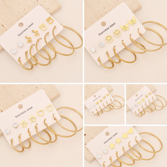 Jewelry Stainless Steel Snakeshaped Butterflyshaped Heartshaped Flowershaped Insectshaped Starshaped Electroplated Women's Earrings