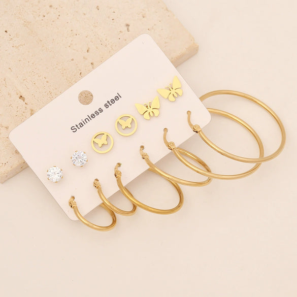 Jewelry Stainless Steel Snakeshaped Butterflyshaped Heartshaped Flowershaped Insectshaped Starshaped Electroplated Women's Earrings