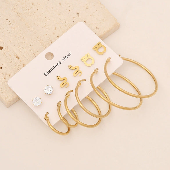 Jewelry Stainless Steel Snakeshaped Butterflyshaped Heartshaped Flowershaped Insectshaped Starshaped Electroplated Women's Earrings
