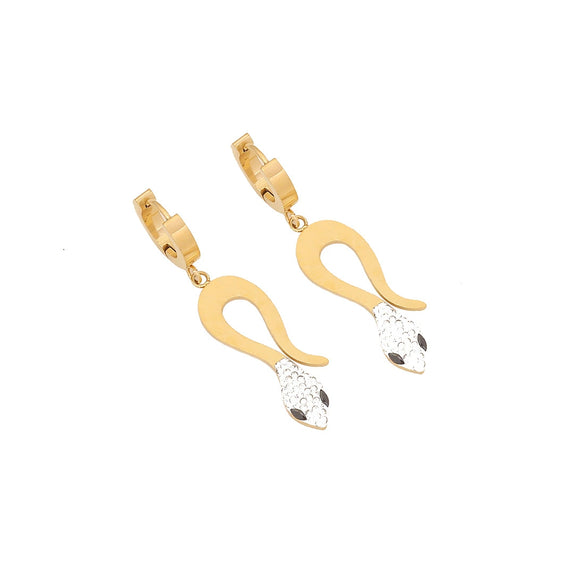 Jewelry Stainless Steel Snakeshaped Pendant Doublelayer Chain Necklace With Electroplating And Fashionable Personality Style
