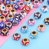 Jewelry Stainless Steel Square Beads Doublesided Enamel Oil Drops Eye Beads With 18K Gold Vacuum Plating And Eight Eyes Pattern