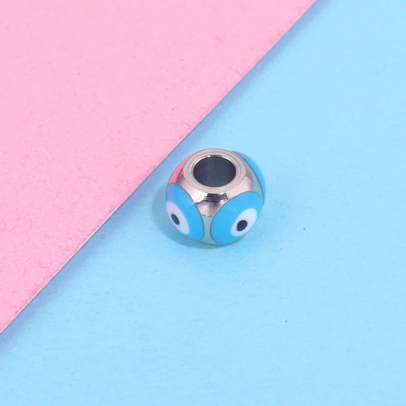 Jewelry Stainless Steel Square Beads Doublesided Enamel Oil Drops Eye Beads With 18K Gold Vacuum Plating And Eight Eyes Pattern