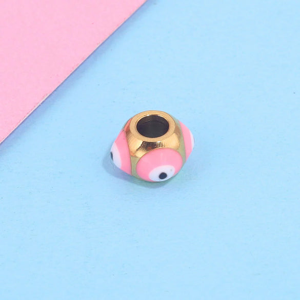 Jewelry Stainless Steel Square Beads Doublesided Enamel Oil Drops Eye Beads With 18K Gold Vacuum Plating And Eight Eyes Pattern