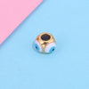 Jewelry Stainless Steel Square Beads Doublesided Enamel Oil Drops Eye Beads With 18K Gold Vacuum Plating And Eight Eyes Pattern