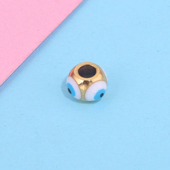 Jewelry Stainless Steel Square Beads Doublesided Enamel Oil Drops Eye Beads With 18K Gold Vacuum Plating And Eight Eyes Pattern