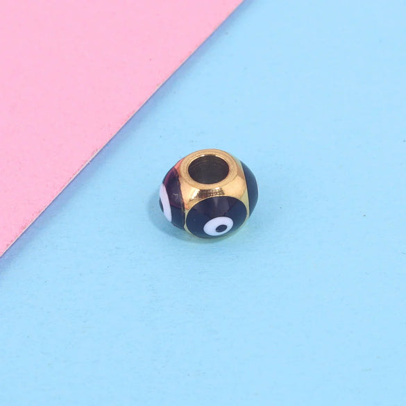 Jewelry Stainless Steel Square Beads Doublesided Enamel Oil Drops Eye Beads With 18K Gold Vacuum Plating And Eight Eyes Pattern