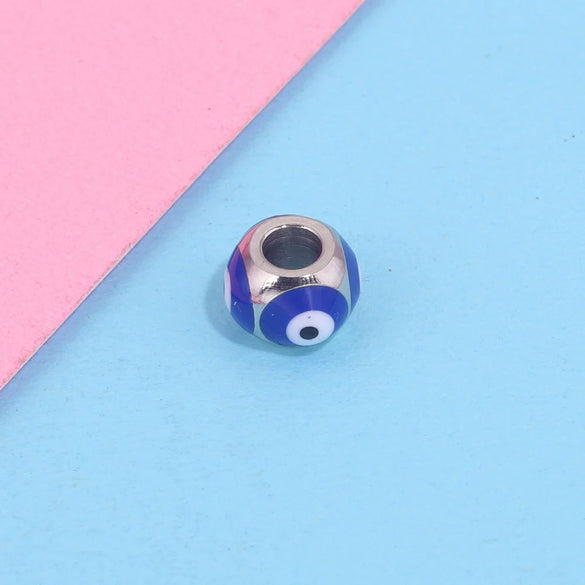 Jewelry Stainless Steel Square Beads Doublesided Enamel Oil Drops Eye Beads With 18K Gold Vacuum Plating And Eight Eyes Pattern
