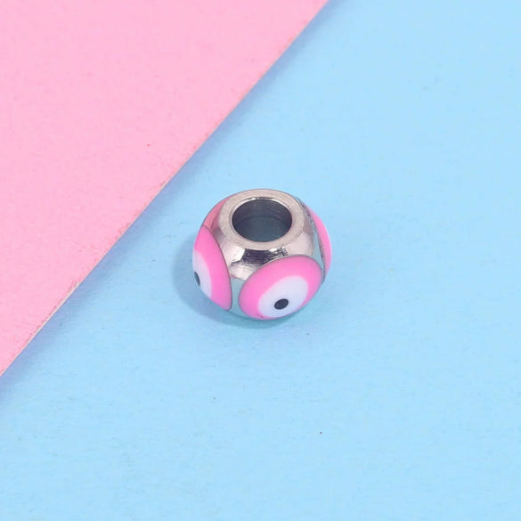 Jewelry Stainless Steel Square Beads Doublesided Enamel Oil Drops Eye Beads With 18K Gold Vacuum Plating And Eight Eyes Pattern
