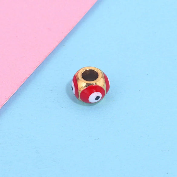 Jewelry Stainless Steel Square Beads Doublesided Enamel Oil Drops Eye Beads With 18K Gold Vacuum Plating And Eight Eyes Pattern