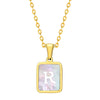 Jewelry Stainless Steel Square Pendant Necklace Minimalist Style Electroplating