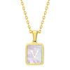 Jewelry Stainless Steel Square Pendant Necklace Minimalist Style Electroplating