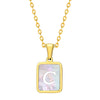 Jewelry Stainless Steel Square Pendant Necklace Minimalist Style Electroplating