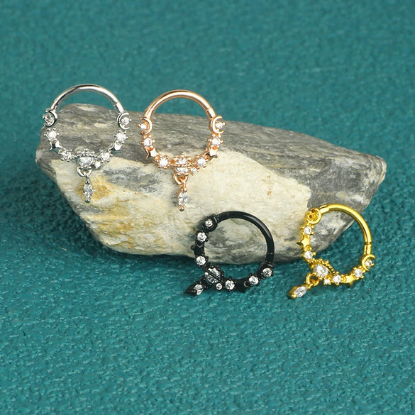 Jewelry Stainless Steel Star Moon Crown Pendant Nose Ring Ear Bone Nail With Electroplating