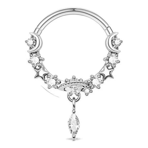 Jewelry Stainless Steel Star Moon Crown Pendant Nose Ring Ear Bone Nail With Electroplating