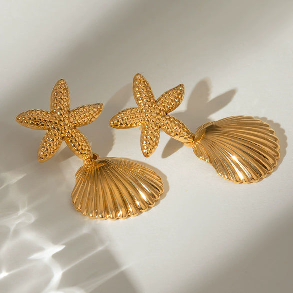 Jewelry Stainless Steel Starfish Animal Zodiac Electroplating Earrings Pendant Color Preservation